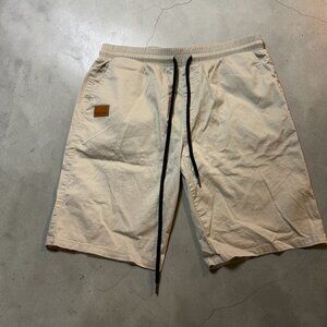 Unbranded Men's Khaki Shorts with Drawstring and Pockets Size 32